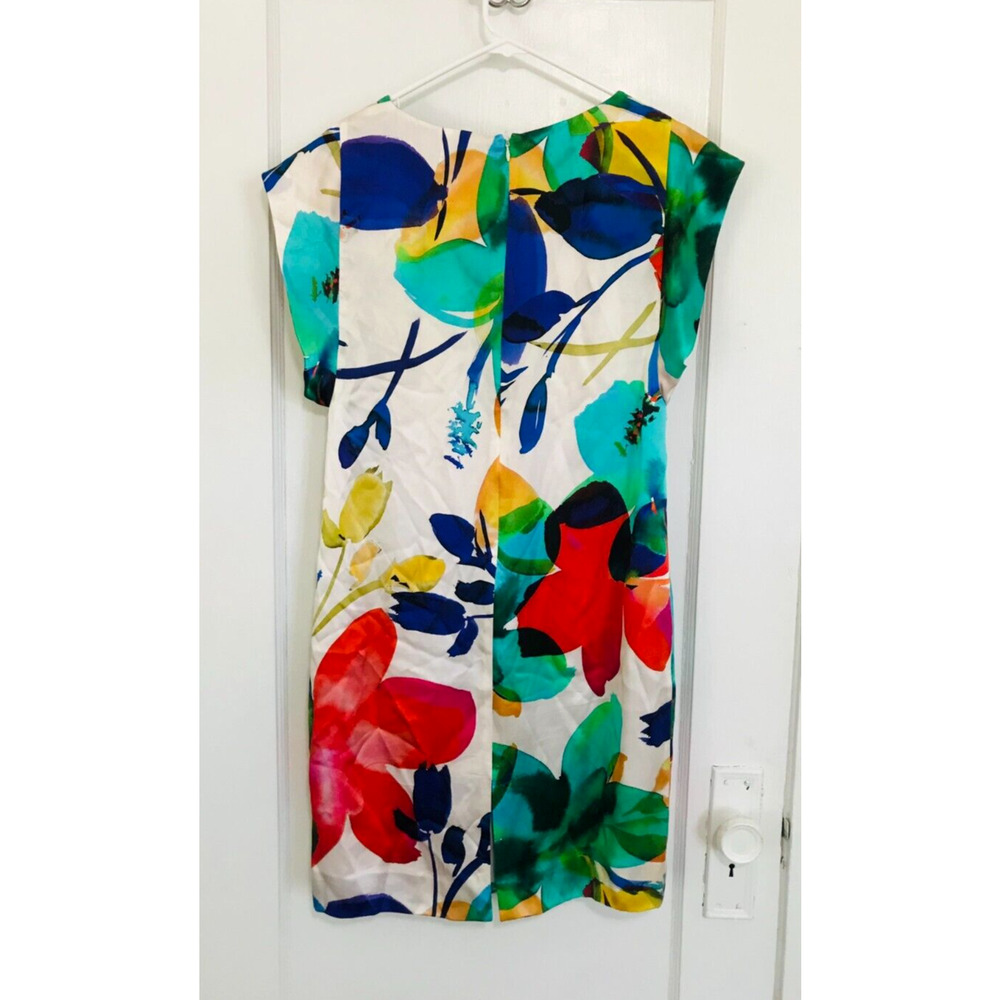 Carlisle Women's Size 6 Silk Dress Colorful Floral Print Lined Zip Cap Sleeve - Picture 2 of 16
